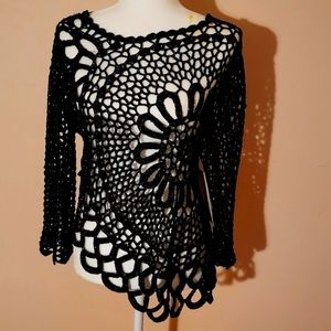 Boston Proper black lace crochet tunic